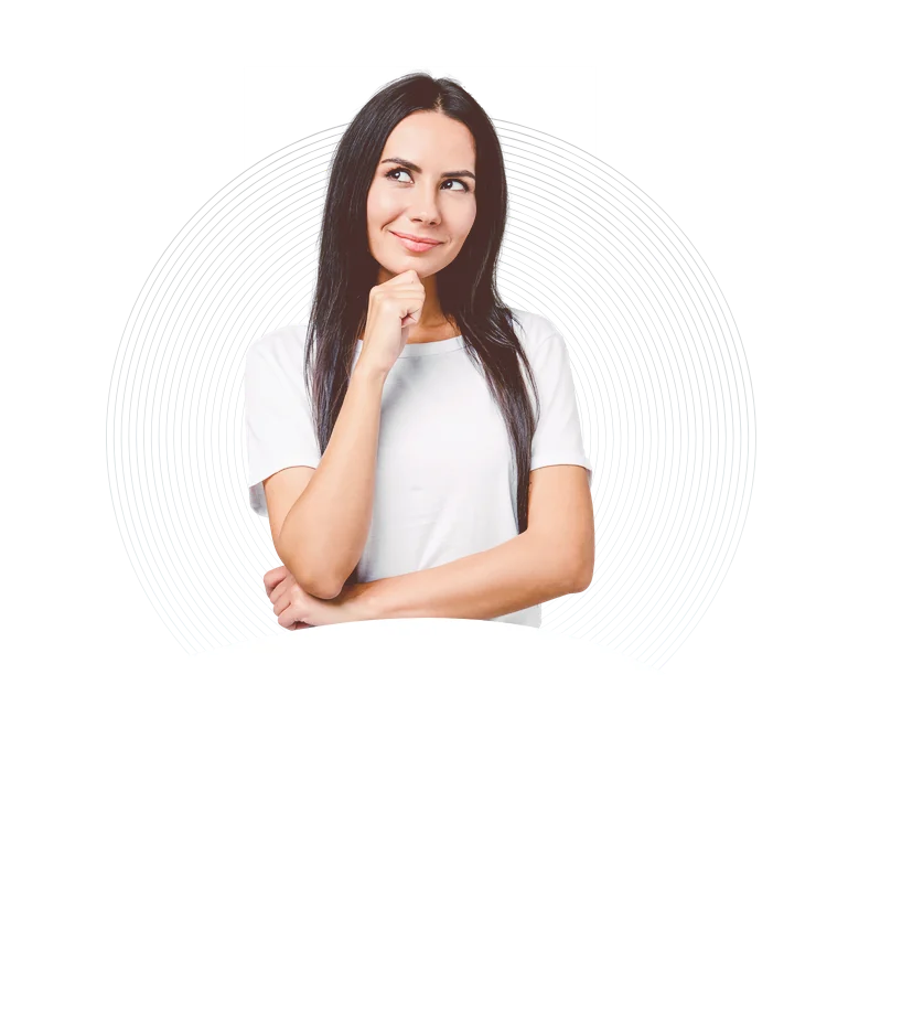 Thoughtful young woman in a white T-shirt