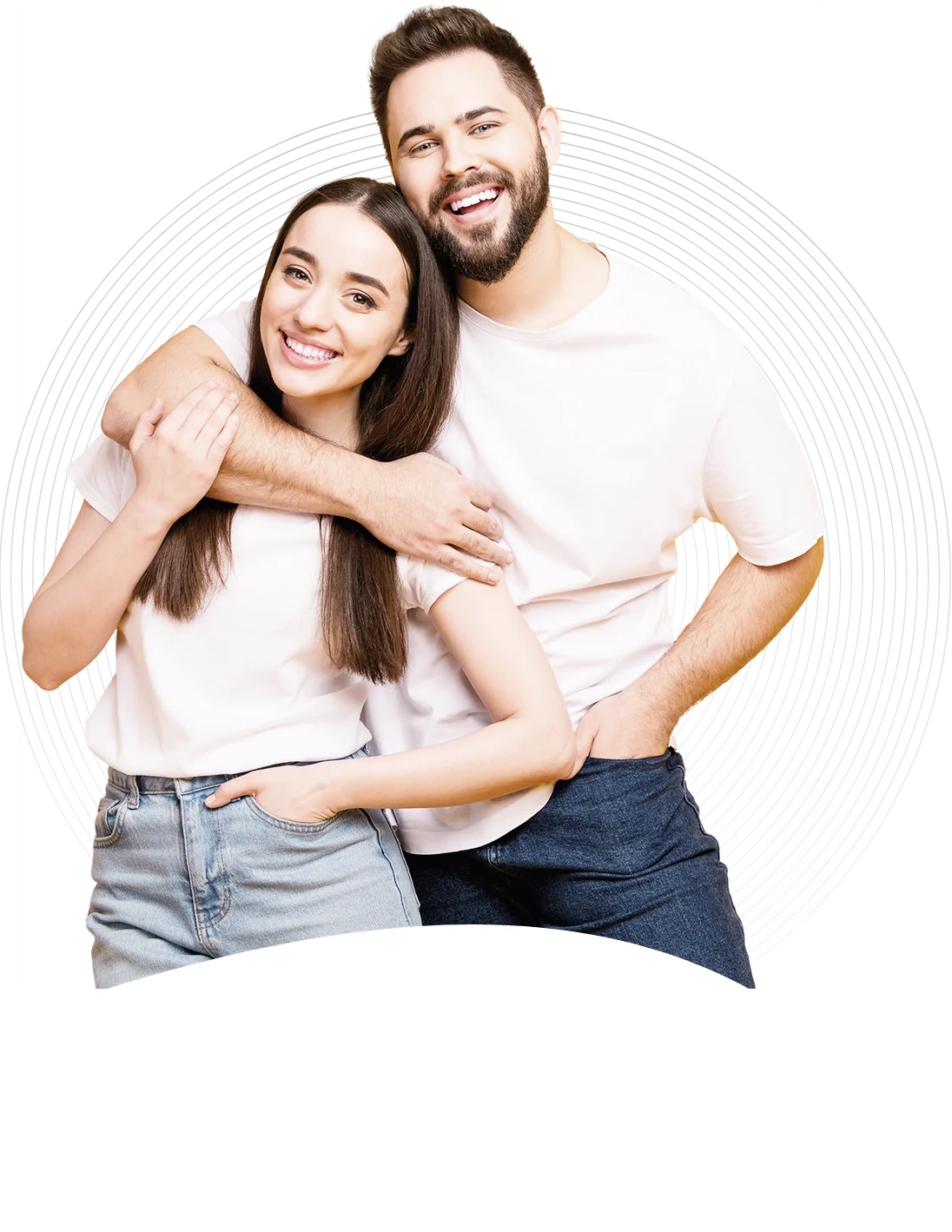 Smiling young couple embracing